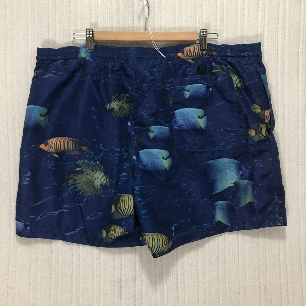 Nautica Mens Blue Tropical Fish Print Swim Trunks Mesh‎ Lined Large VDR 427 100